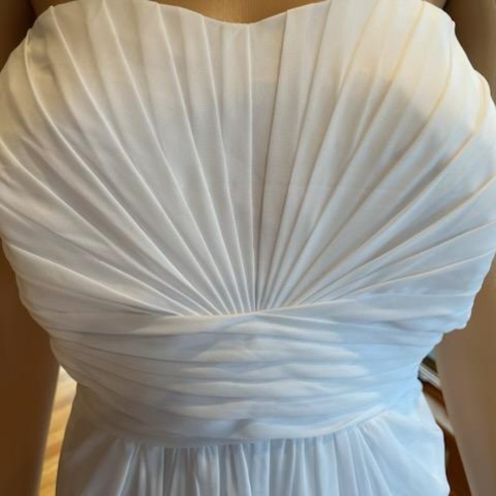 * Davids Db Studio Wh Chiffon Floor Strapless Bri… - image 5